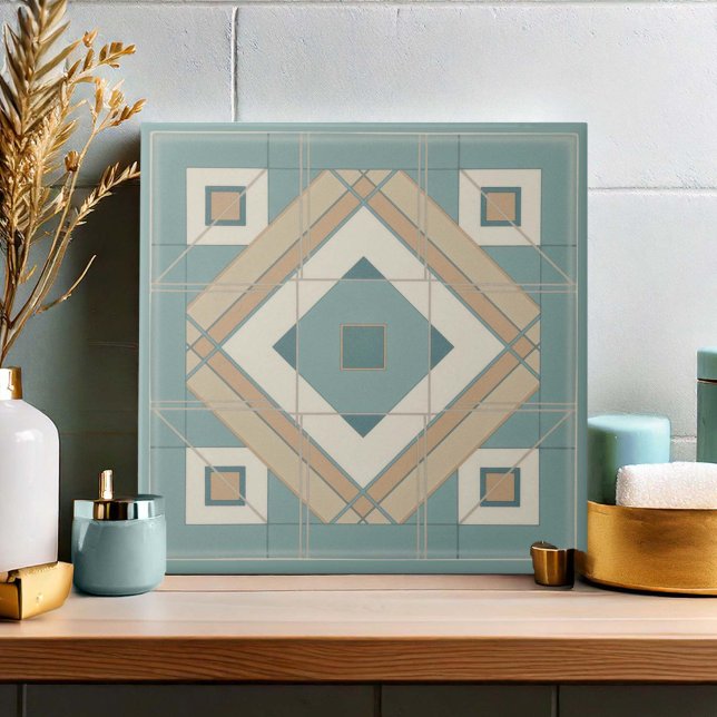 Modern Geometric Abstract Pat#15 Teal ID1192 Fliese (Von Creator hochgeladen)