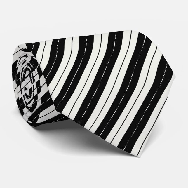 Modern Geometric Black & White Stripe  Krawatte (Gerollt)