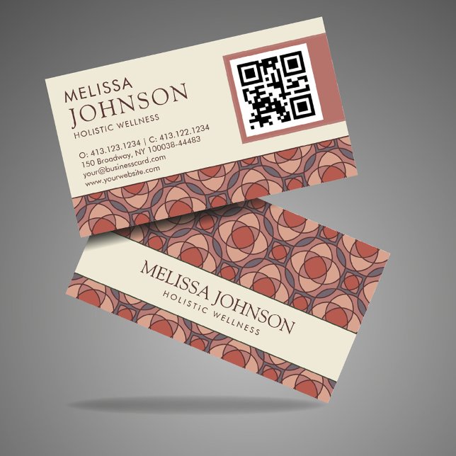 Modern Geometric Cinnamon Marsala Business Card QR Visitenkarte (Von Creator hochgeladen)