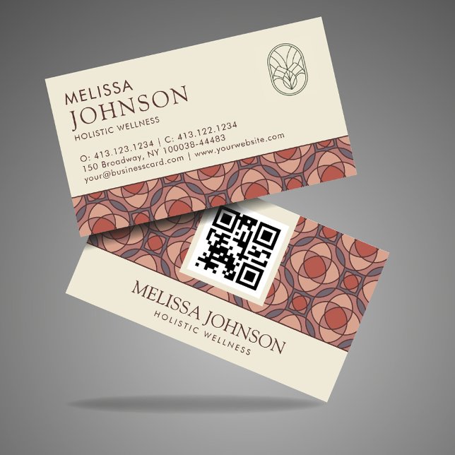 Modern Geometric Cinnamon Marsala Business Card QR Visitenkarte (Von Creator hochgeladen)