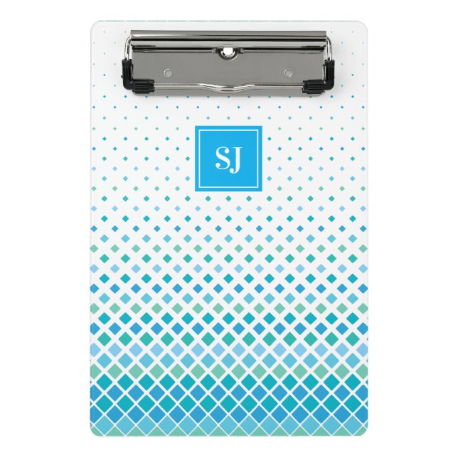 Modern Geometric Diamond Monogram Mini-Zwischenabl Mini Klemmbrett (Vorderseite)