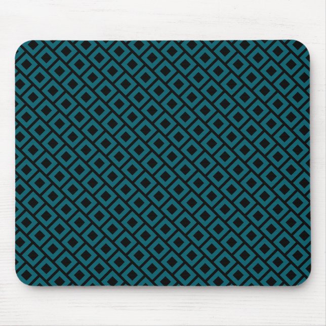 Modern Geometric Diamond Pattern in Deep Teal Mousepad (Vorne)