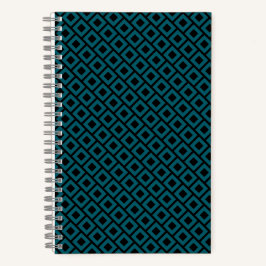 Modern Geometric Diamond Pattern in Deep Teal Notizbuch