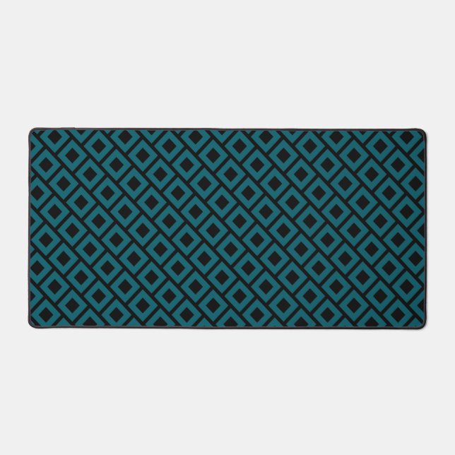 Modern Geometric Diamond Pattern in Deep Teal Schreibtischunterlage (Vorderseite)