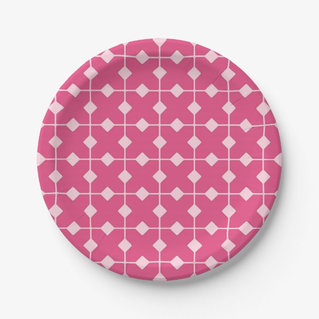 Modern Geometric, Diamonds - Erdbeerrosa Pappteller (Vorderseite)