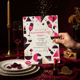 Modern Geometric Galentine's Invitation Einladung