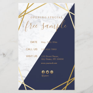 Modern Geometric Gold Marble Midnight Blue 5.5x8.5 Flyer