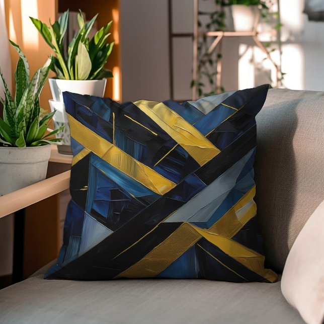 Modern Geometric Gold und Blau Kissen (Von Creator hochgeladen)