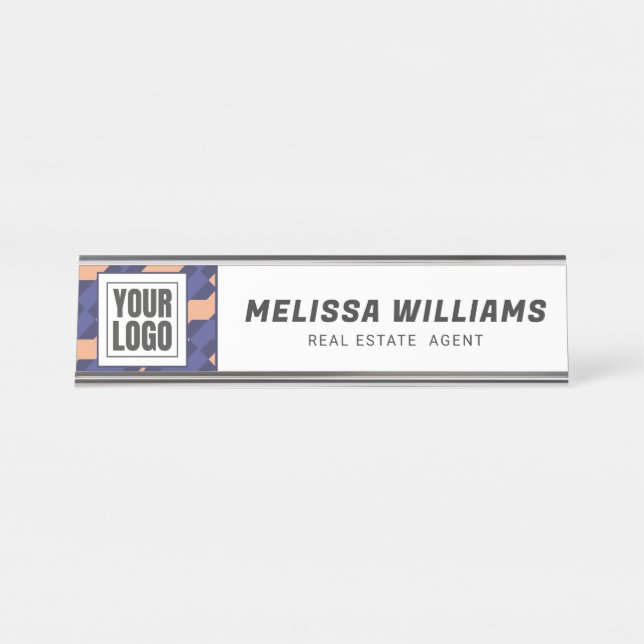 Modern Geometric Interlocking Pattern  Schreibtischnamensplakette (Vorderseite )