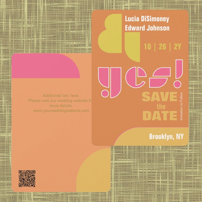 Modern Geometric ja! Burnt Orange Save the Date (Modern Sophisticated Burnt Orange Yes! Wedding Save the Date. Abstract Shapes. Geometric Typography.)