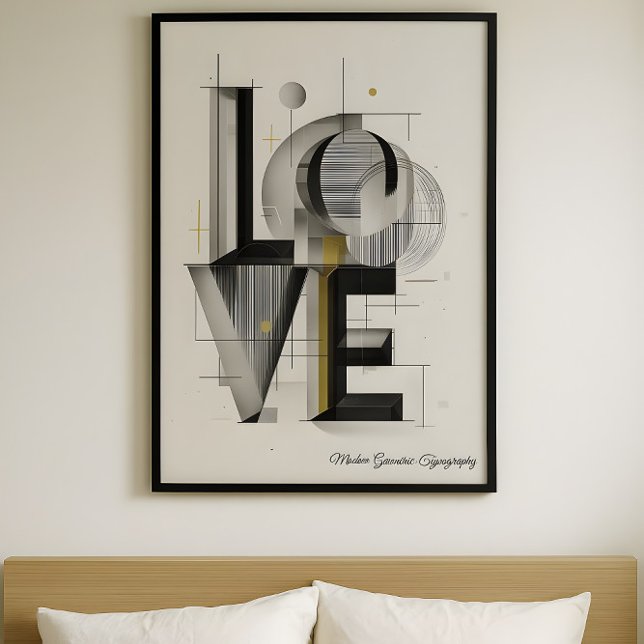 Modern Geometric LOVE Typography Abstract Art Poster (Von Creator hochgeladen)