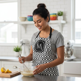 Modern Geometric Monogram Black White Schürze