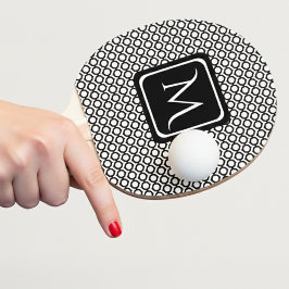 Modern Geometric Monogram Black White Tischtennis Schläger