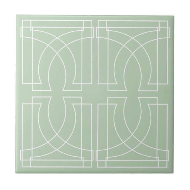 Modern Geometric Muster Sage Green Fliese (Vorderseite)