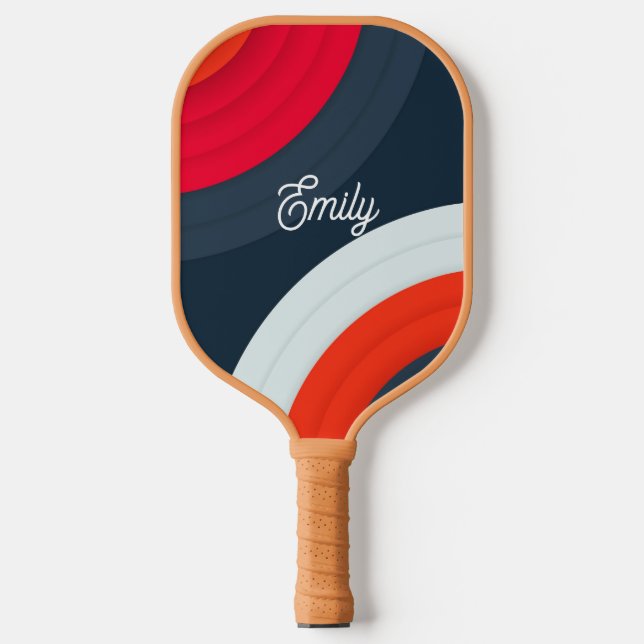 Modern Geometric Personalized Script Name Pickleball Schläger (Vorderseite)