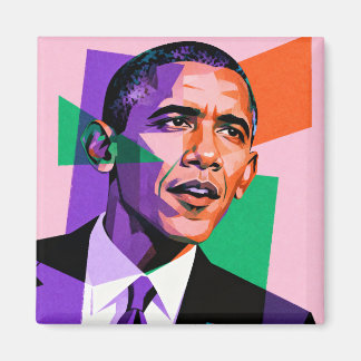 Modern Geometric Portrait of Barack Obama Magnet