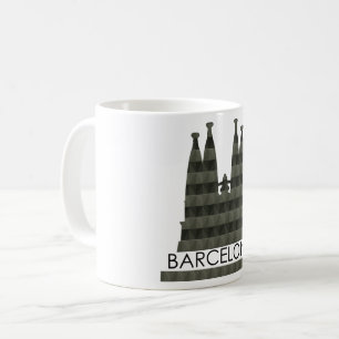 Modern Geometric Sagrada Familia Barcelona Skyline Kaffeetasse