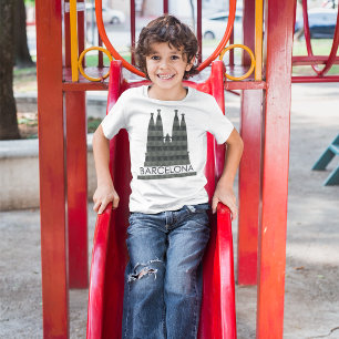 Modern Geometric Sagrada Familia Barcelona Skyline T-Shirt