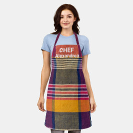 Modern Geometric Square Madras Kariertes Muster Schürze