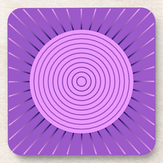 Modern Geometric Sunburst - Amethyst Lila Getränkeuntersetzer (Vorderseite)
