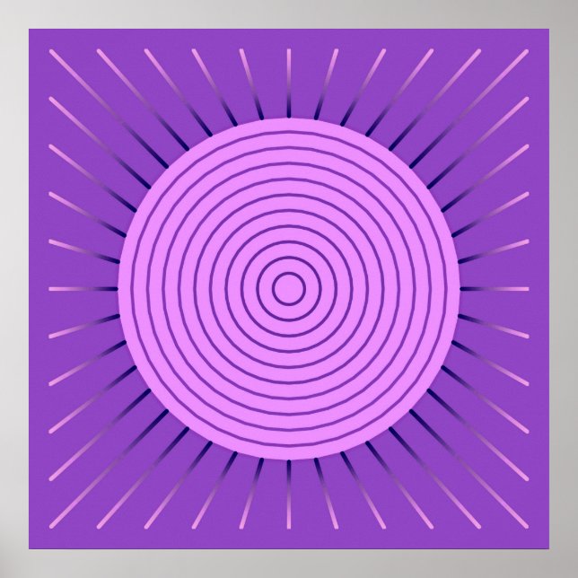 Modern Geometric Sunburst - Amethyst Lila Poster (Vorne)