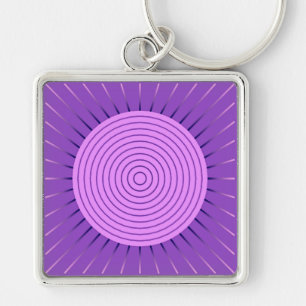 Modern Geometric Sunburst - Amethyst Lila Schlüsselanhänger