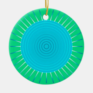 Modern Geometric Sunburst - Blau und Jade Grün Keramikornament