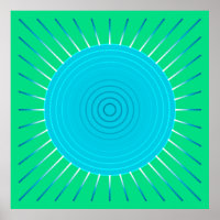 Modern Geometric Sunburst - Blau und Jade Grün