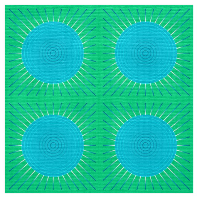 Modern Geometric Sunburst - Blau und Jade Grün Stoff (Muster)