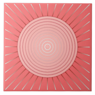 Modern Geometric Sunburst - Deep Coral Pink Fliese