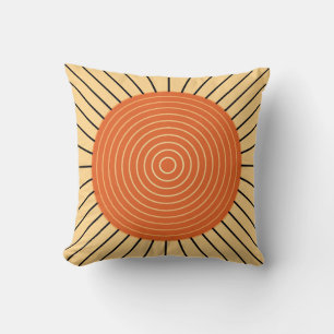 Modern Geometric Sunburst - Mandarin Orange Kissen