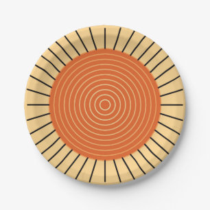 Modern Geometric Sunburst - Mandarin Orange Pappteller