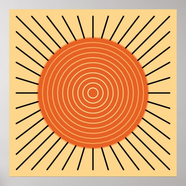 Modern Geometric Sunburst - Mandarin Orange Poster (Vorne)