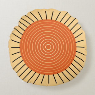 Modern Geometric Sunburst - Mandarin Orange Rundes Kissen
