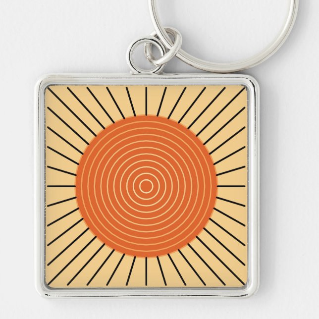 Modern Geometric Sunburst - Mandarin Orange Schlüsselanhänger (Vorne)