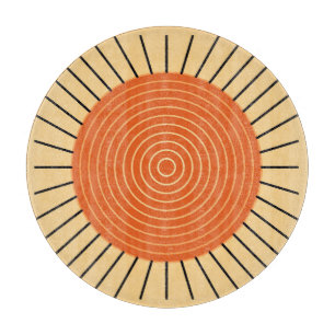 Modern Geometric Sunburst - Mandarin Orange Schneidebrett