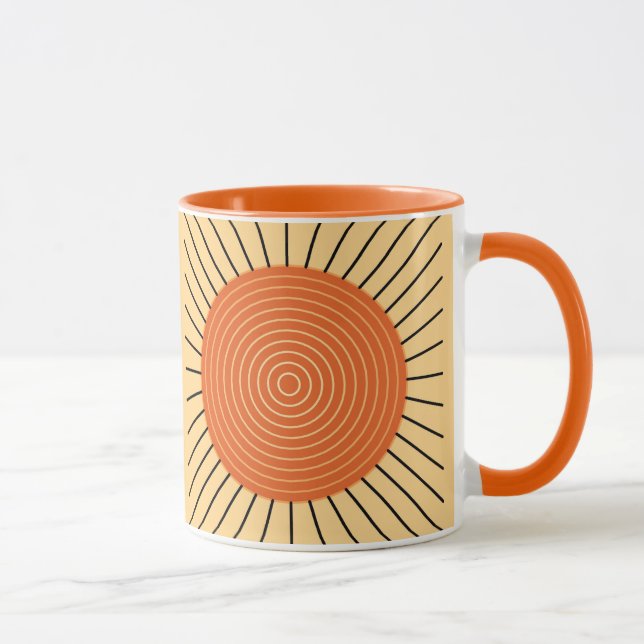 Modern Geometric Sunburst - Mandarin Orange Tasse (Rechts)