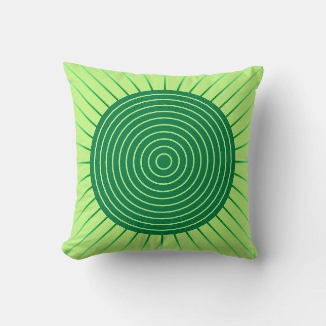 Modern Geometric Sunburst - Smaragdgrün und Limon Kissen (Vorderseite)