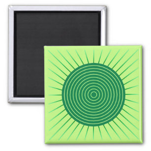Modern Geometric Sunburst - Smaragdgrün und Limon Magnet