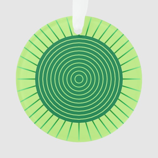 Modern Geometric Sunburst - Smaragdgrün und Limon Ornament (Vorderseite)