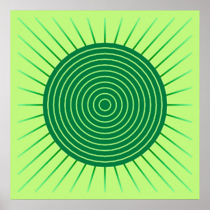 Modern Geometric Sunburst - Smaragdgrün und Limon Poster
