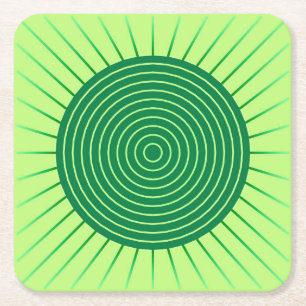 Modern Geometric Sunburst - Smaragdgrün und Limon Rechteckiger Pappuntersetzer