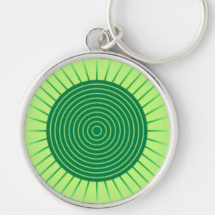 Modern Geometric Sunburst - Smaragdgrün und Limon Schlüsselanhänger