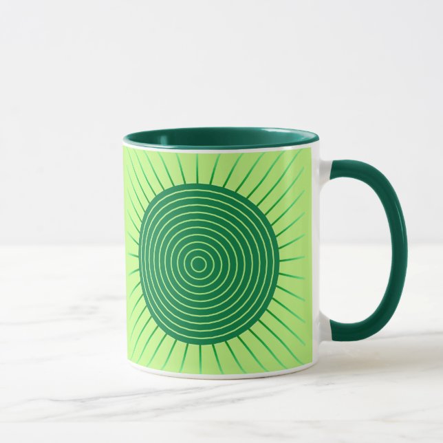Modern Geometric Sunburst - Smaragdgrün und Limon Tasse (Rechts)