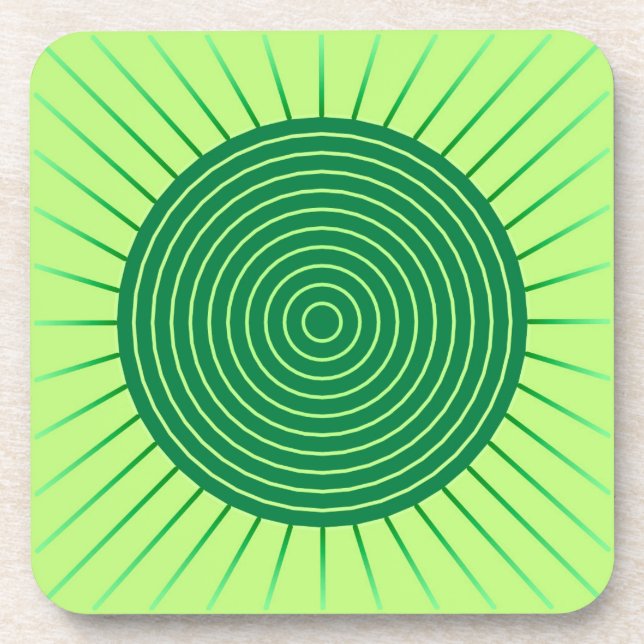 Modern Geometric Sunburst - Smaragdgrün und Limon Untersetzer (Vorderseite)
