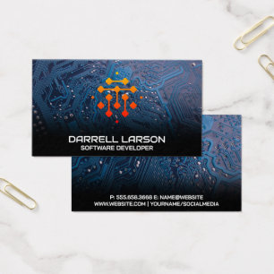 Modern Geometric Tech-Logo   Blue Circuit Board