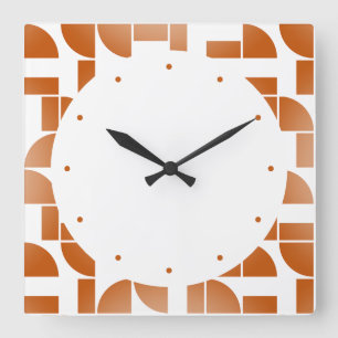 Modern Geometric Terracotta White Pattern Quadratische Wanduhr