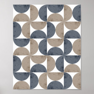 Modern Geometric Textured Half-Moon Mid Century  Poster