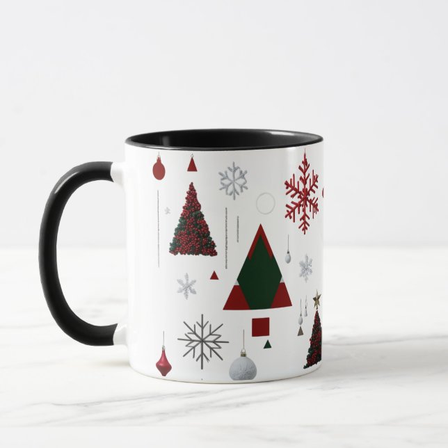 Modern Geometric & Traditional Christmas Collage Tasse (Links)