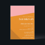 Modern geometrisch rosa Burnt Orange Bat Mitzvah Einladung<br><div class="desc">Moderne,  fett geometrische Rosa und Burnt Orange Formen Bat Mitzvah Einladung</div>